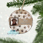 White Wooden Paw Print Photo Ornament