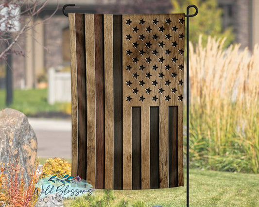 Wooden American Flag Garden Flag