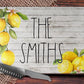 Watercolor Lemon Wooden Shiplap Personalized Glass Cutting Board