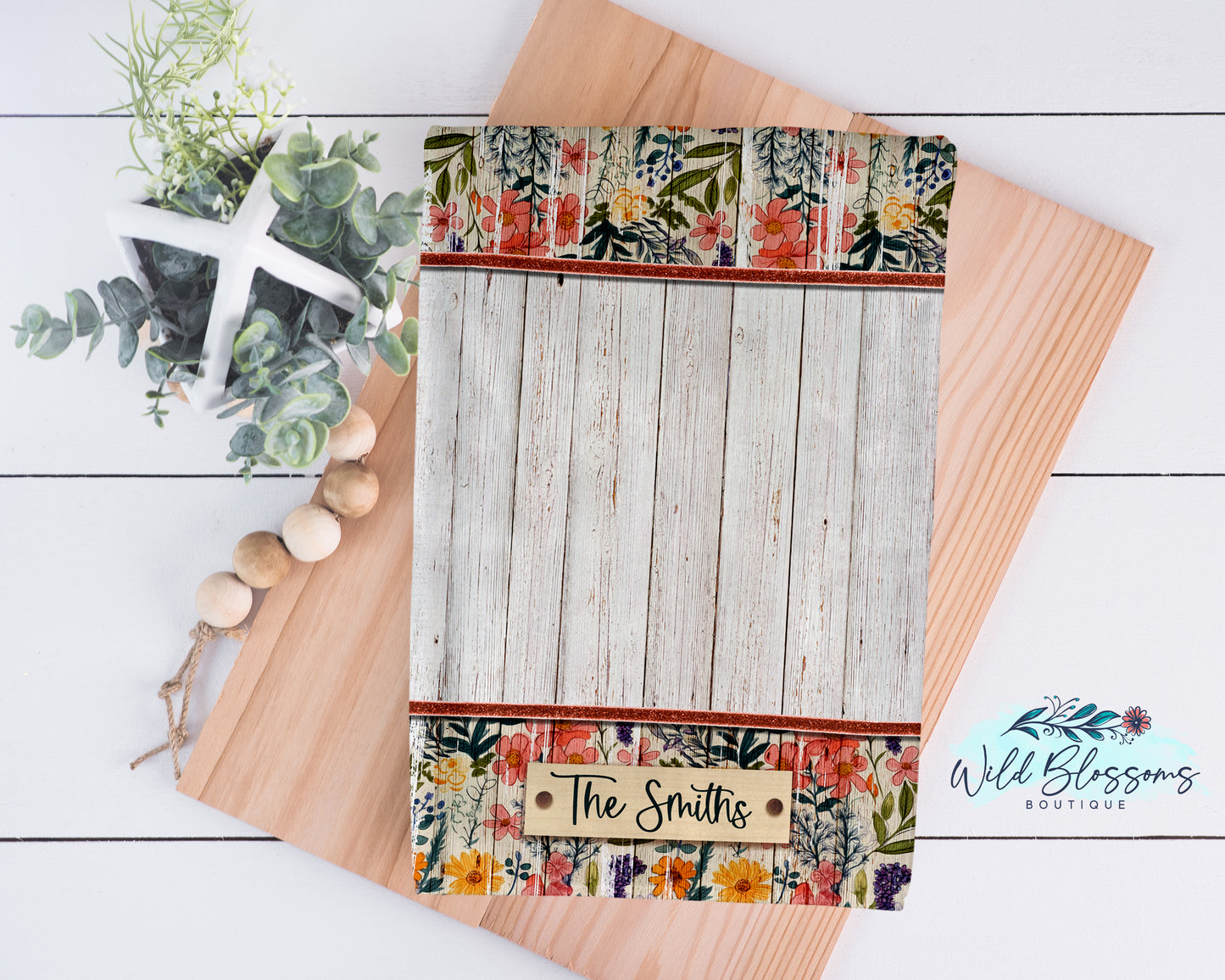 Wooden Wildflower Personalized Kitchen Towel