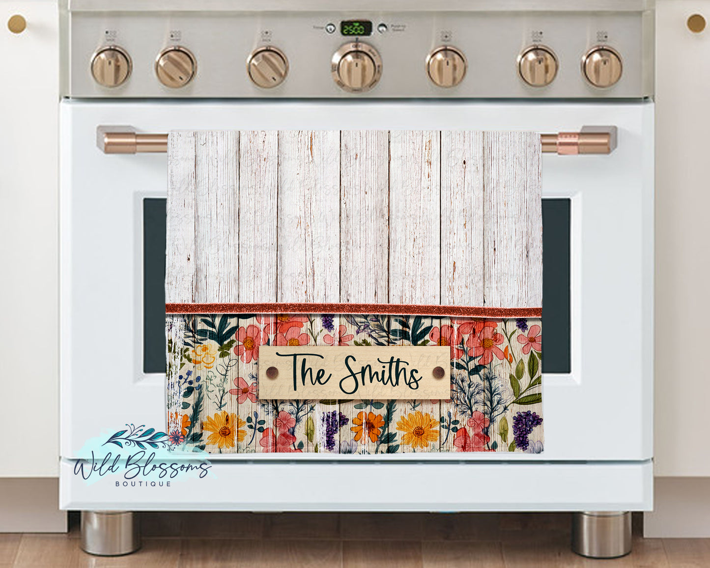 Wooden Wildflower Personalized Kitchen Towel