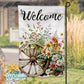 Welcome Floral Wagon Wheel Garden Flag