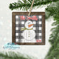 Wooden Painted Snowman Merry Christmas Personalized Square Ornament