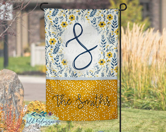 Yellow And Blue Floral Garden Flag