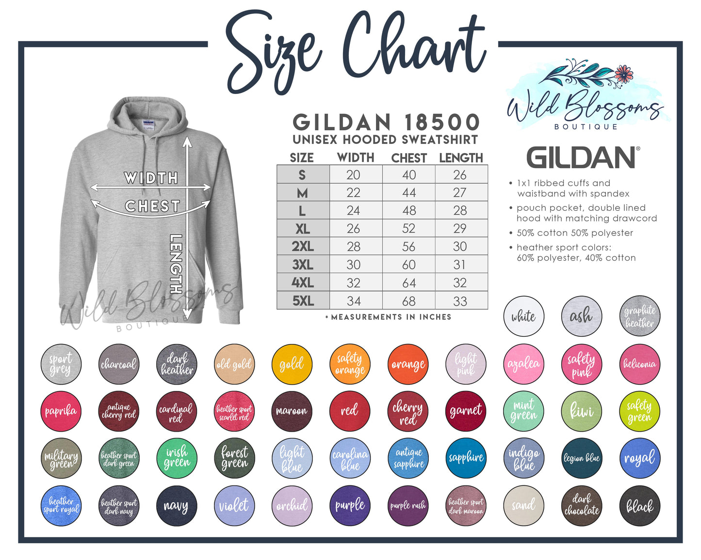 Gildan 18500 Unisex Hooded Sweatshirt