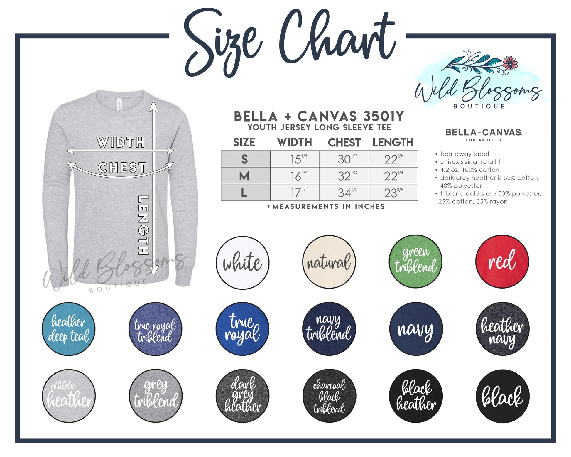 Bella + Canvas 3501 Youth Jersey Long Sleeve Tee