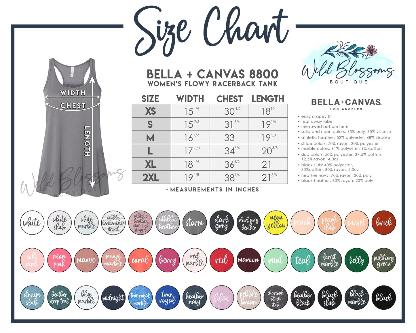 Bella + Canvas 8800 Women's Flowy Racerback Tank