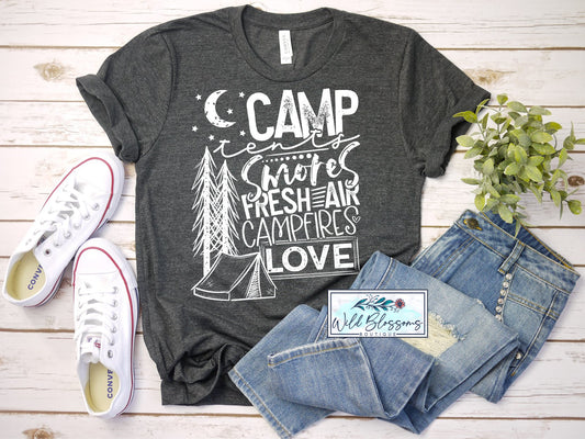 Camp ~ Tents ~Smores ~ Fresh Air ~ Campfires ~Love