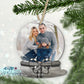 Buffalo Plaid Bow Photo Snow Globe Ornament