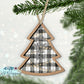 Buffalo Plaid Christmas Tree Family Name Ornament