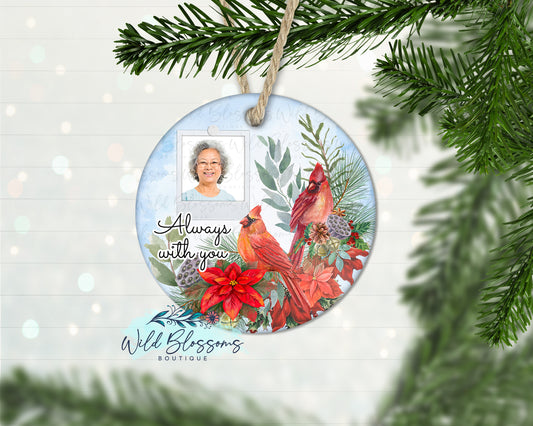 Always With You Cardinal Memorial Photo Ornament
