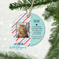 Aqua Striped Pet Memorial Photo Ornament