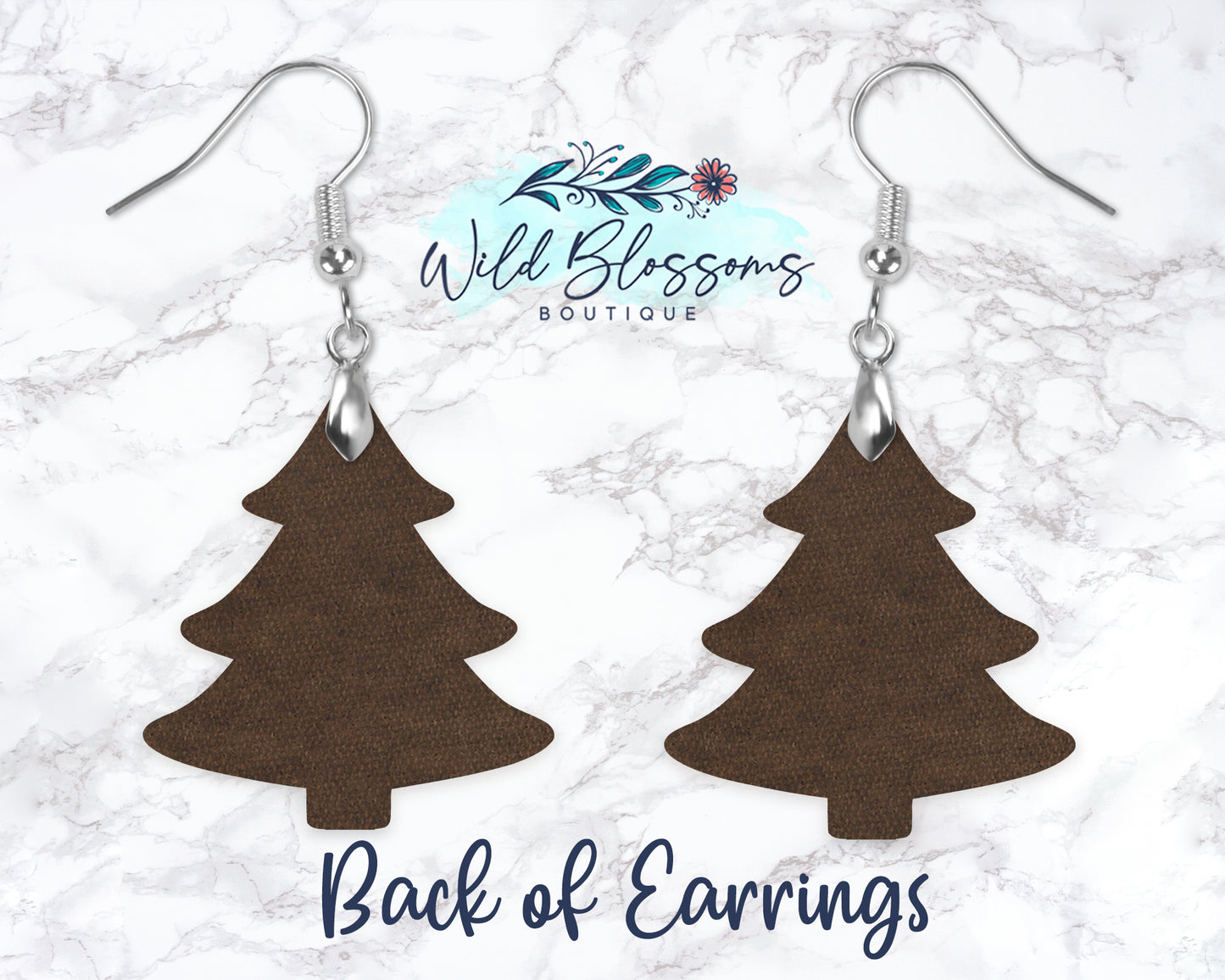 Black And White Buffalo Plaid Christmas Tree Drop Earrings