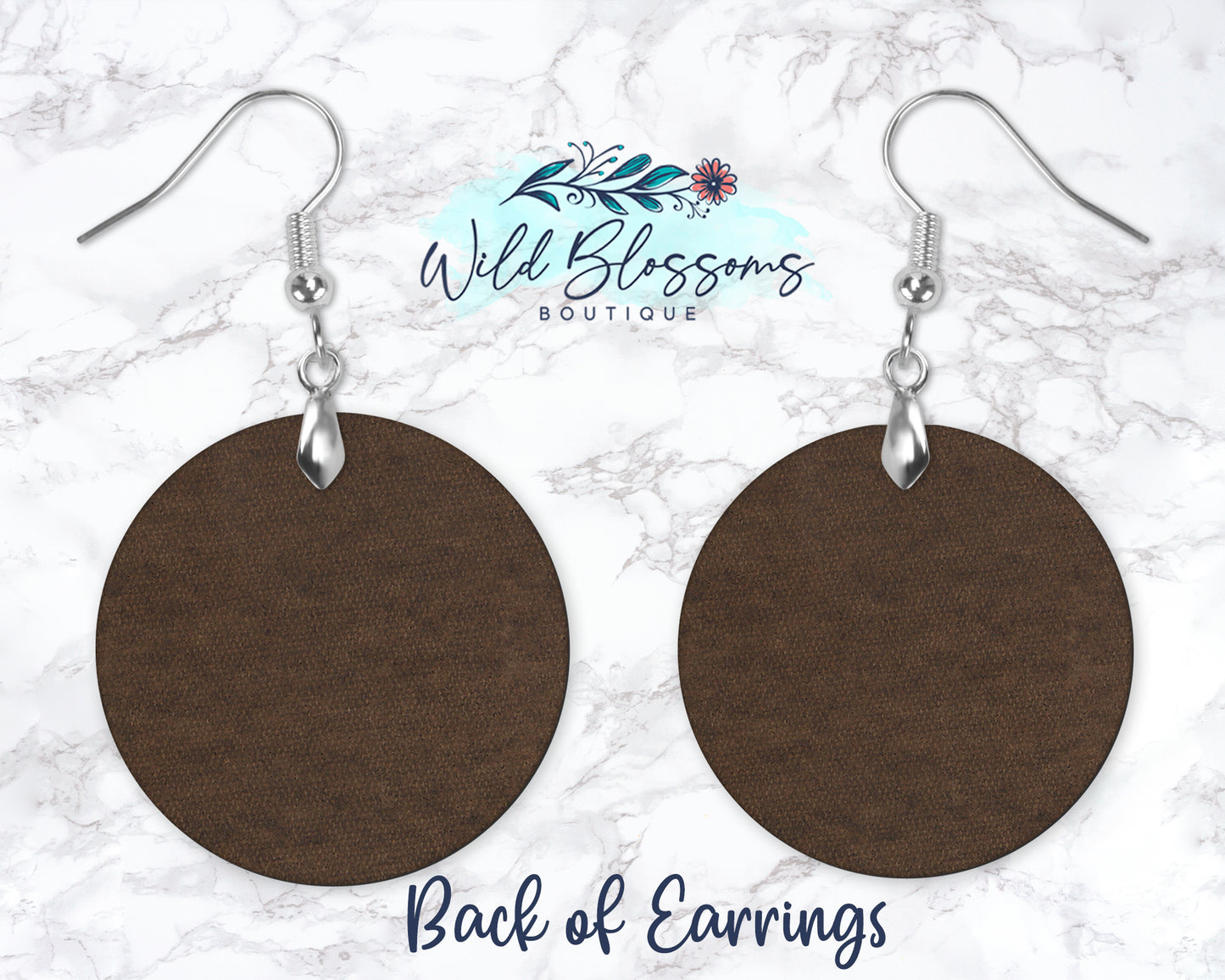 Wooden And Buffalo Plaid Round Drop Earrings
