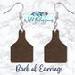 Brown Leather Look Turquoise Cow Tag Drop Earrings