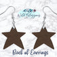 Distressed Wooden American Flag Star Drop Earrings