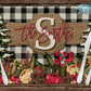 Christmas Floral Burlap Kitchen Towel