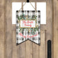 Wooden Buffalo Plaid Christmas Holly Bunting Door Hanger