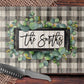 White Buffalo Plaid and Eucalyptus Frame Glass Cutting Board