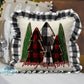 Wooden Buffalo Plaid Farmhouse Merry Christmas Trees Pillow