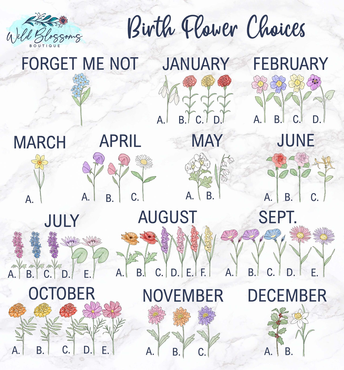 Custom Birth Flowers Mother's Day Graphic Tee