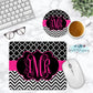 Black And Pink Monogram Mouse Pad And Coaster Desk Set