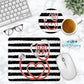 Black And White Striped Red Stethoscope Personalized Mouse Pad And Coaster Desk Set