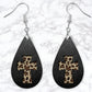 Leopard Print Cross Leather Look Drop Earrings