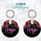 Black Rose Floral Drop Keychain