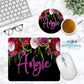 Black Rose Floral Drop Personalized Mouse Pad And Coaster Desk Set