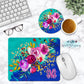 Blue And Teal Floral Personalized Mouse Pad And Coaster Desk Set