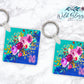 Blue And Teal Floral Keychain