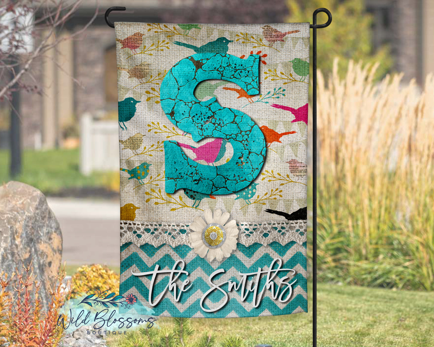 Boho Colorful Bird Garden Flag