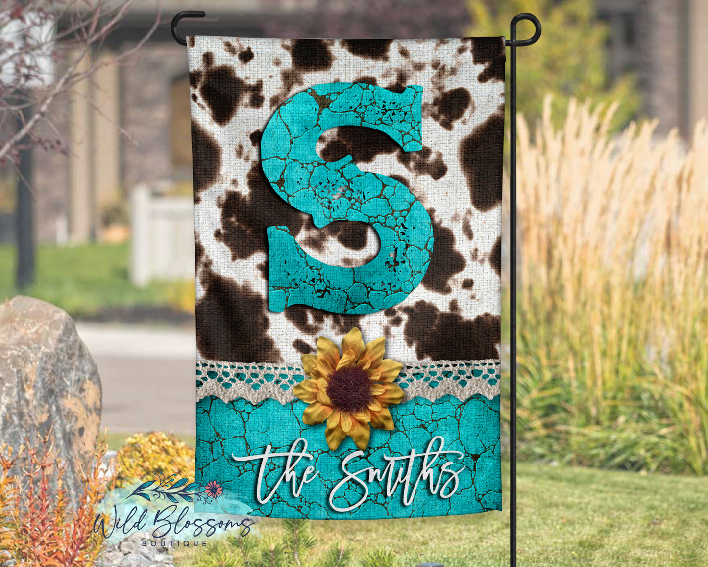 Boho Cow Print Garden Flag