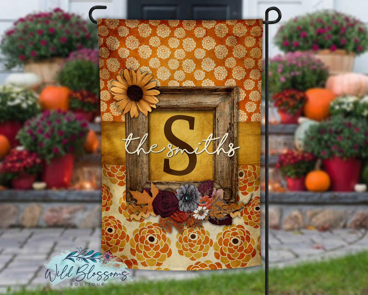 Boho Fall Floral Garden Flag