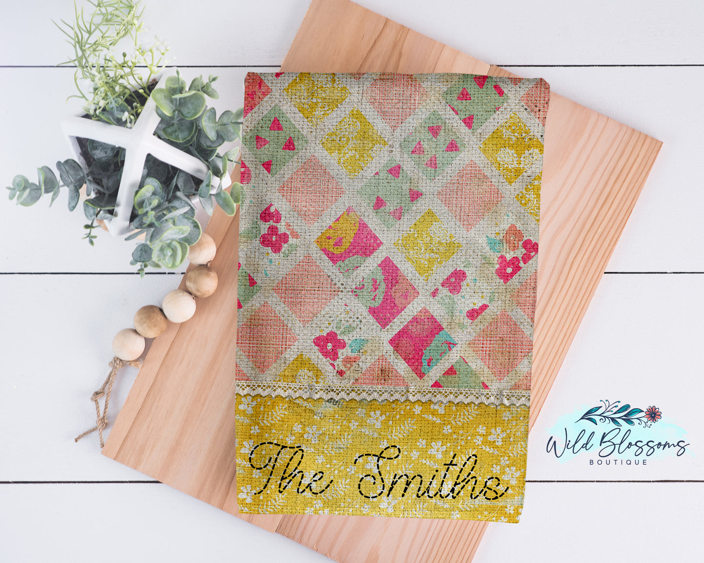 Boho Floral Personalized Kitchen Towel