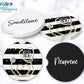 Black And White Striped Gold Stethoscope Car Coasters