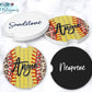 Wooden Softball And Leopard Print Car Coasters