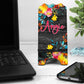 Bright Floral Dark Wood Phone Stand