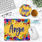 Bright Floral Mustard Personalized Mouse Pad And Coaster Desk Set