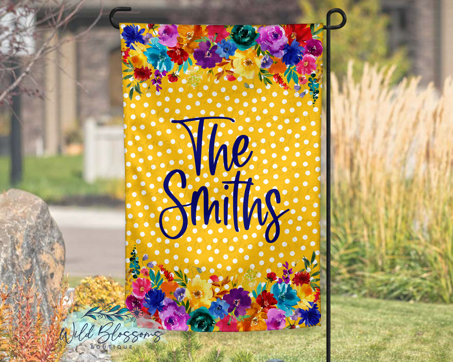 Bright Mustard Floral Garden Flag