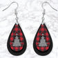 Buffalo Plaid Silver Christmas Tree Drop Earrings