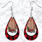 Buffalo Plaid Vintage Red Truck Drop Earrings