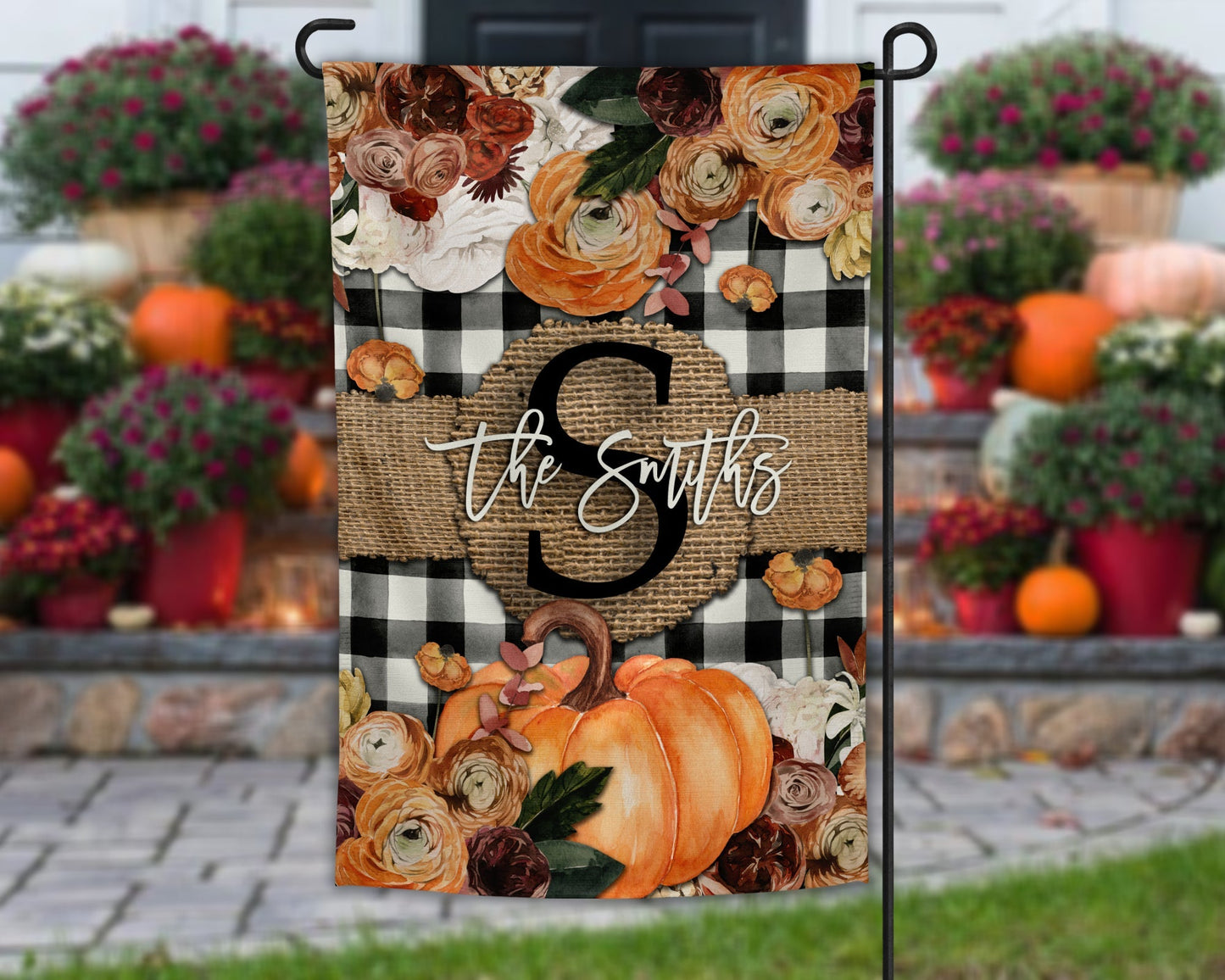 Fall Floral Burlap Table Runner