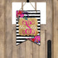 Black And White Striped Floral Bunting Door Hanger