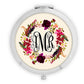 Burgundy Floral Wreath Monogram Mirror Compact