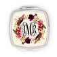 Burgundy Floral Wreath Monogram Mirror Compact