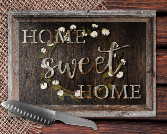 Home Sweet Home Glass Cutting Board