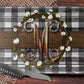 Wooden White Buffalo Plaid Burlap and Cotton Wreath Glass Cutting Board