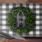 Buffalo Plaid And Boxwood Wreath Glass Cutting Board